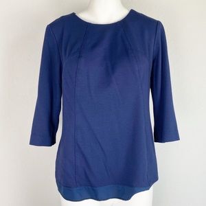 Shoshanna Navy 3/4 Sleeve Top Back Zip Size 8